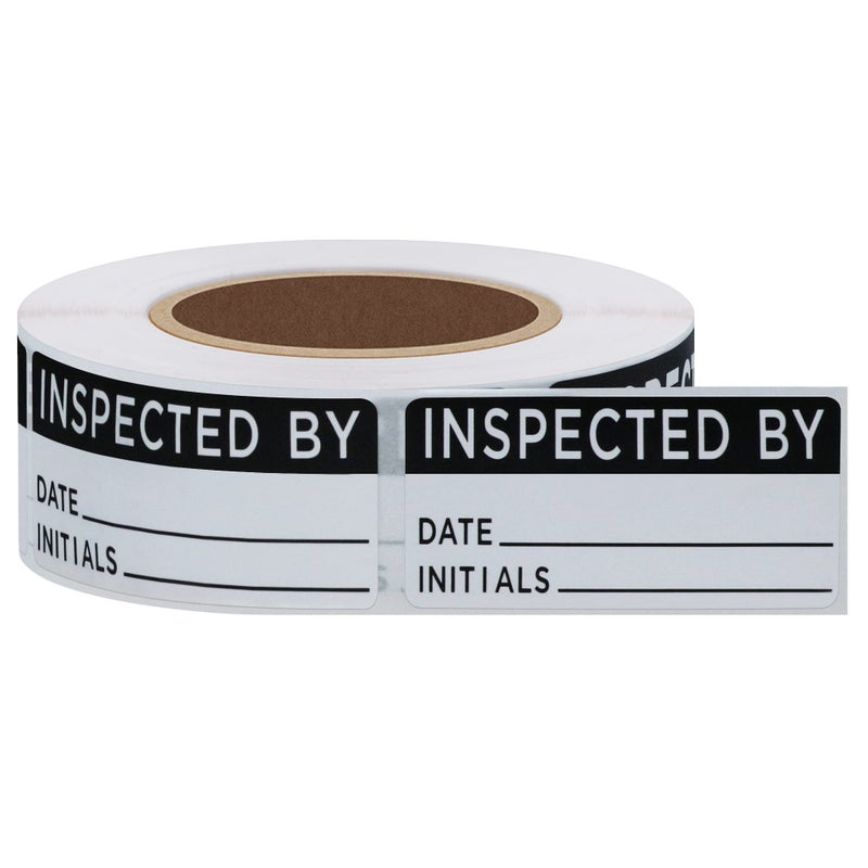 Hybsk White and Black Inspected by Labels for Inventory 1 x 2 Inch Rectangle 500 Adhesive Stickers On A Roll - Image 4
